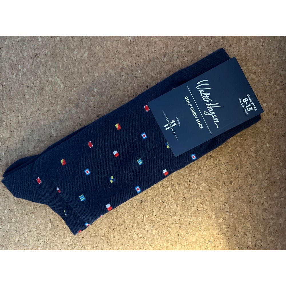 Walter Hagen Mens Navy Nautical Signal Flag Golf Crew Socks Shoe Size 8-13 NWT